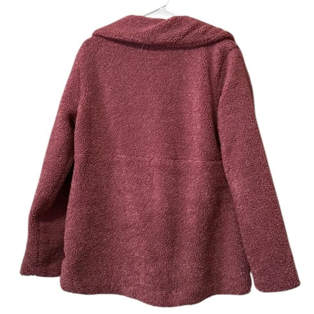 Old Navy Women Size Medium Jacket Teddy Sherpa Fleece Buttons Winter Preppy City